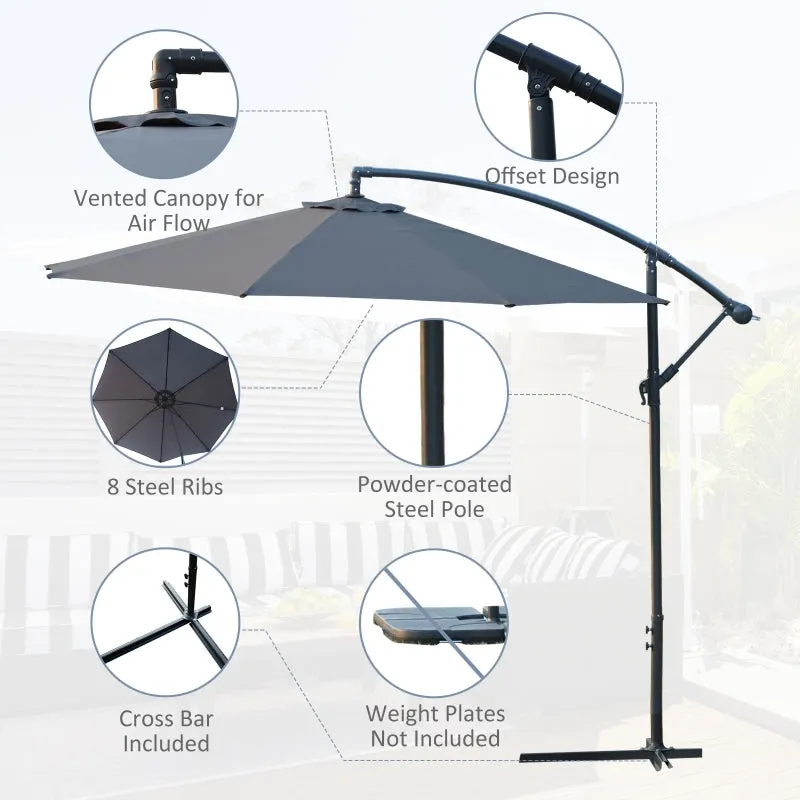 10' Hanging Patio Garden Umbrella - Gray