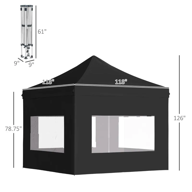 10' x 10' Pop Up Canopy Tent - Black