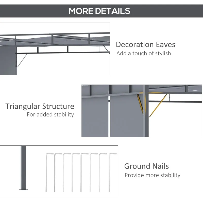 10' x 10' Retractable Patio Gazebo - Dark Gray