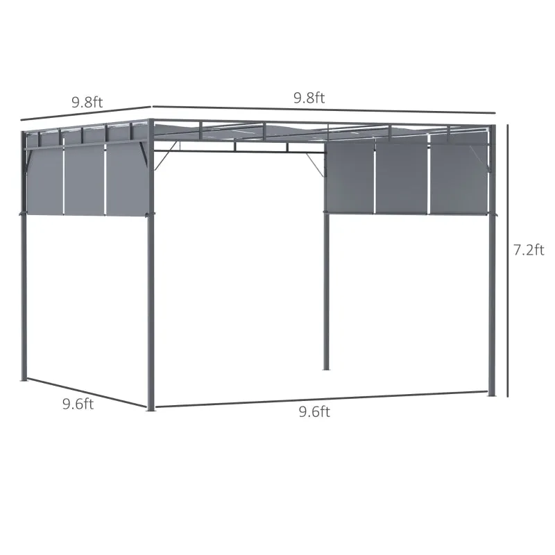 10' x 10' Retractable Patio Gazebo - Dark Gray