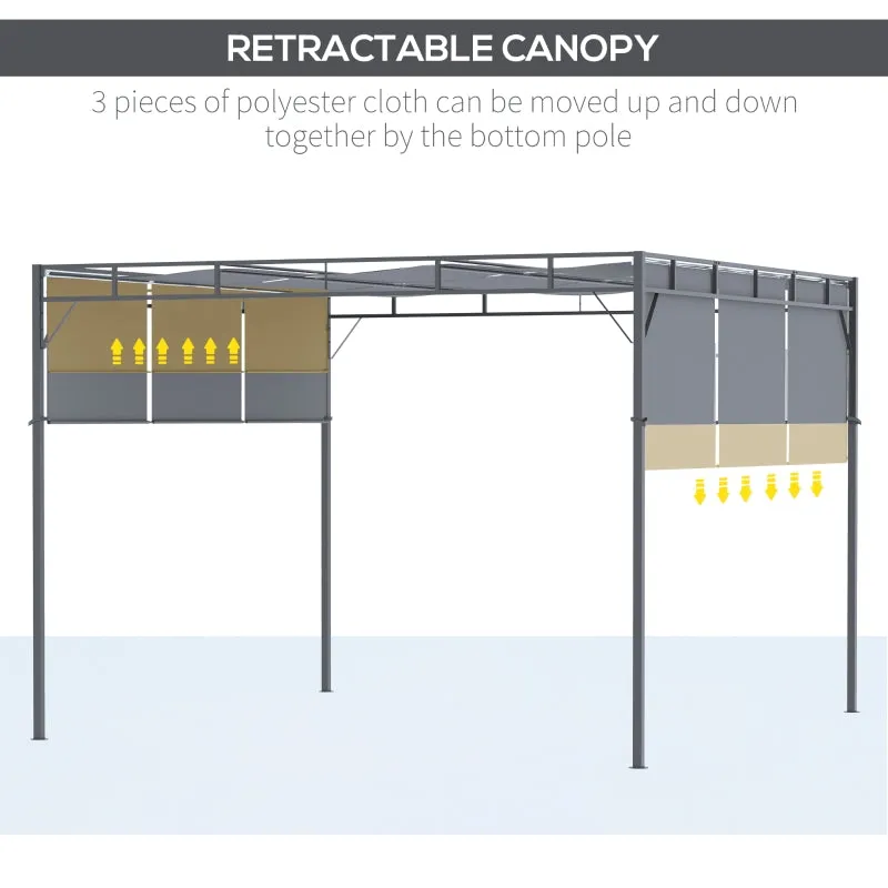 10' x 10' Retractable Patio Gazebo - Dark Gray