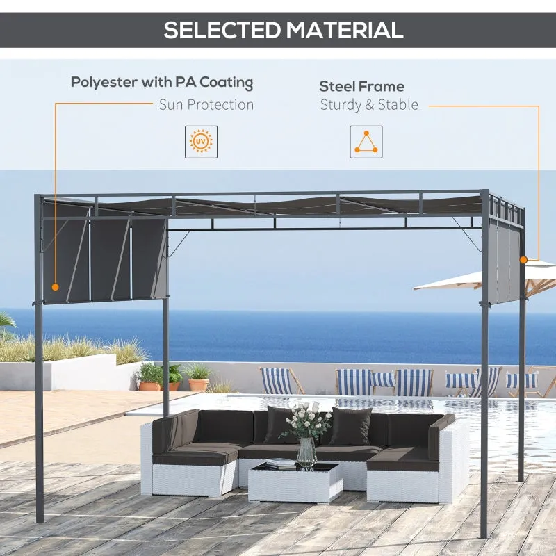 10' x 10' Retractable Patio Gazebo - Dark Gray