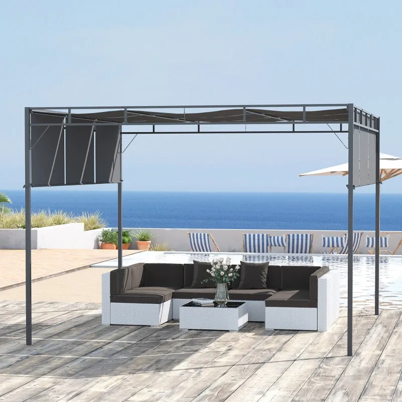 10' x 10' Retractable Patio Gazebo - Dark Gray