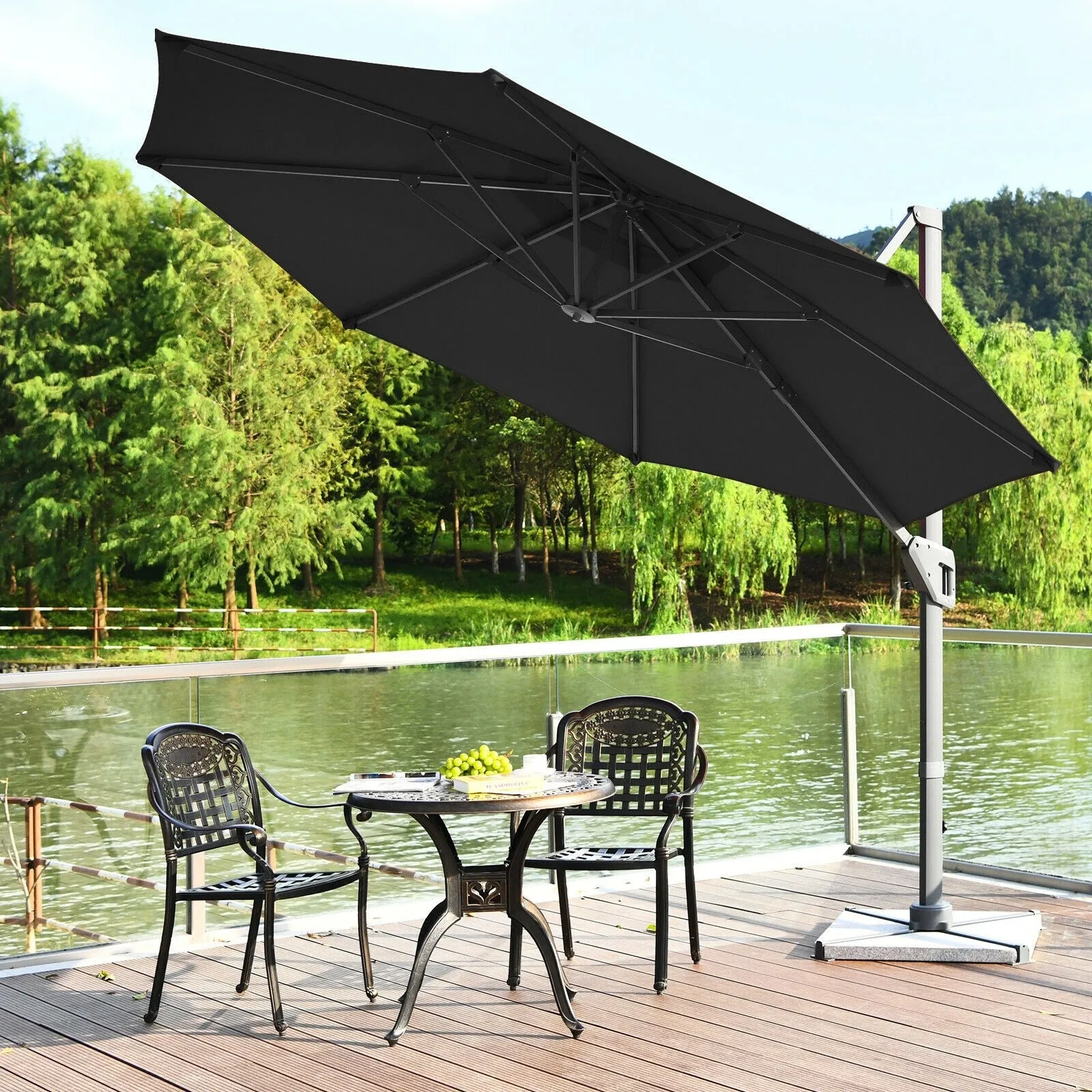 11ft Patio Offset Umbrella - Gray