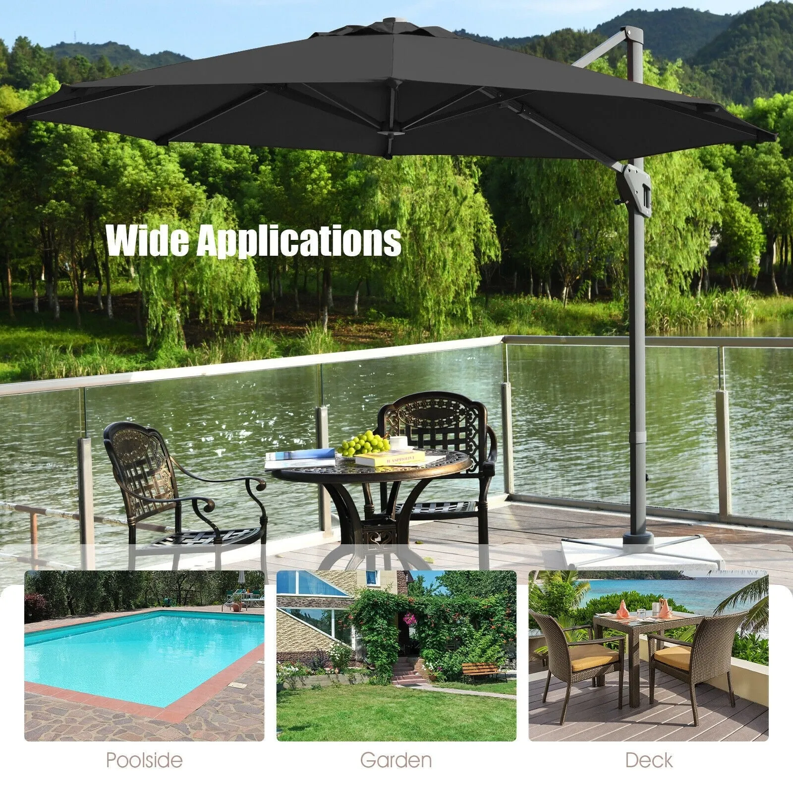 11ft Patio Offset Umbrella - Gray