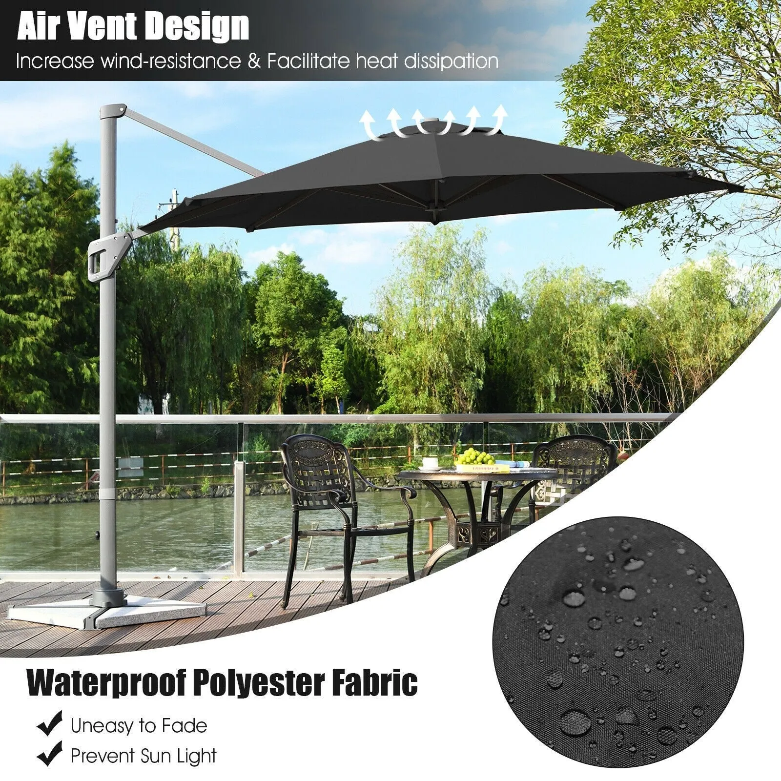 11ft Patio Offset Umbrella - Gray