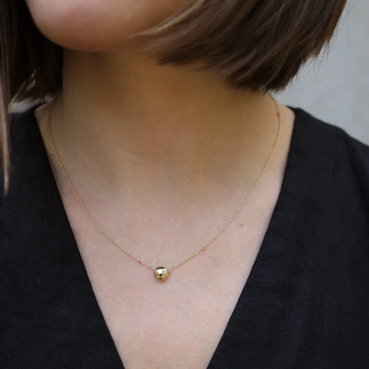 14k Gold Flat Ball Pendant