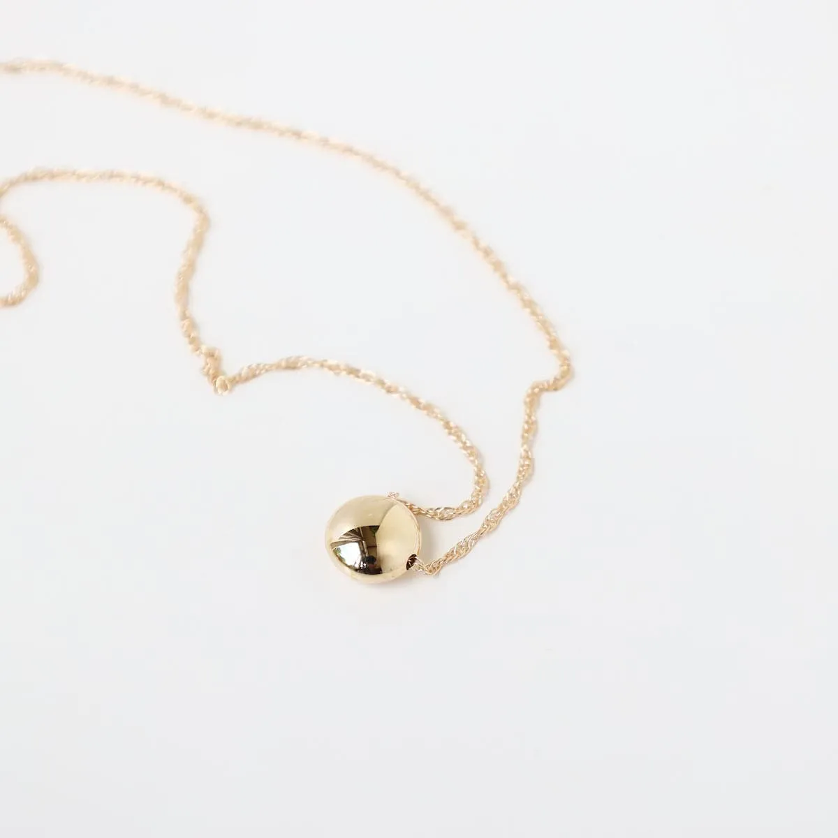 14k Gold Flat Ball Pendant