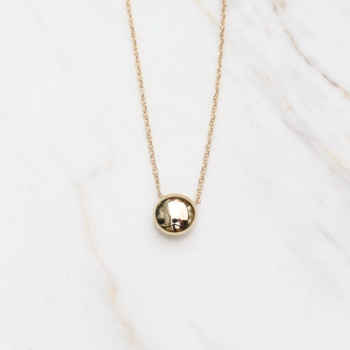 14k Gold Flat Ball Pendant