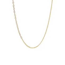 14k Gold Mixed XS Curb & Small Square Oval Link Chain Necklace