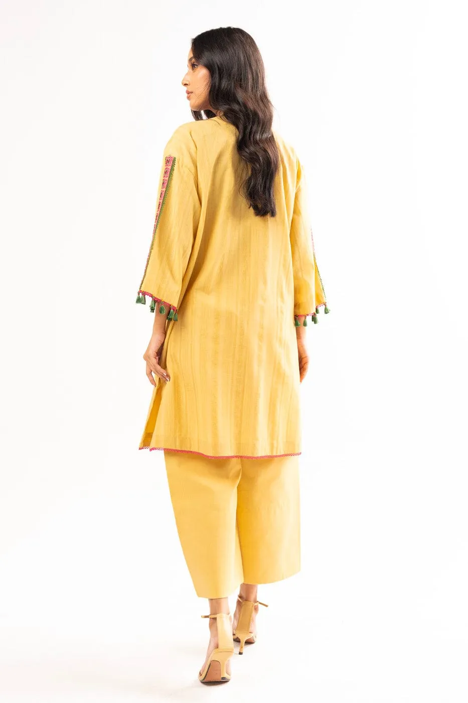 2 Pc Embroidered Dyed Cambric Suit With Cambric Trouser