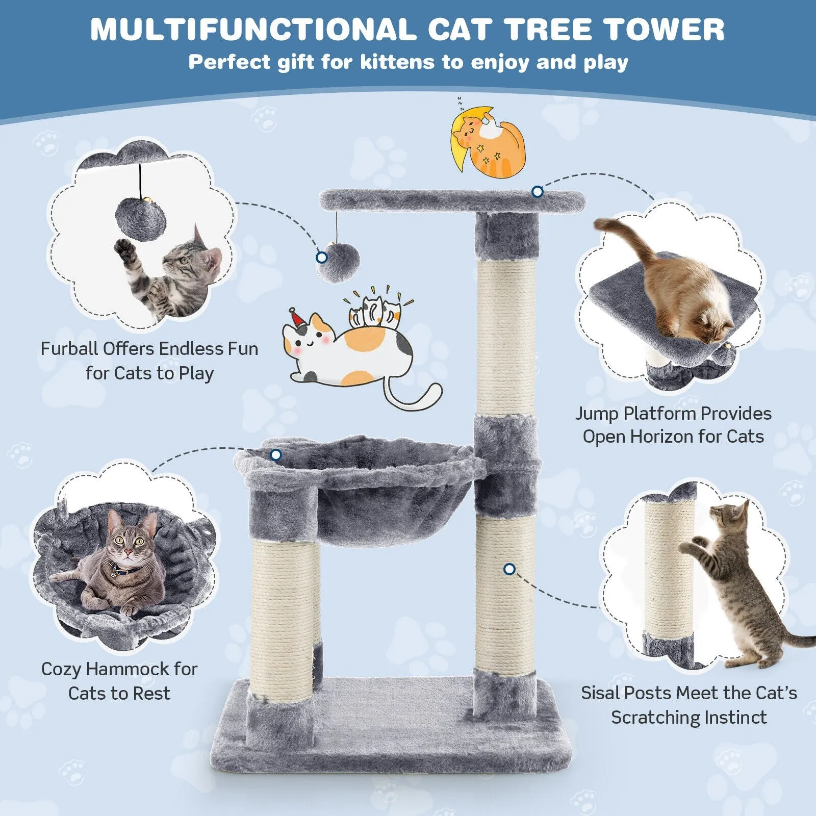 25" Multi-level Cat Tree - Gray