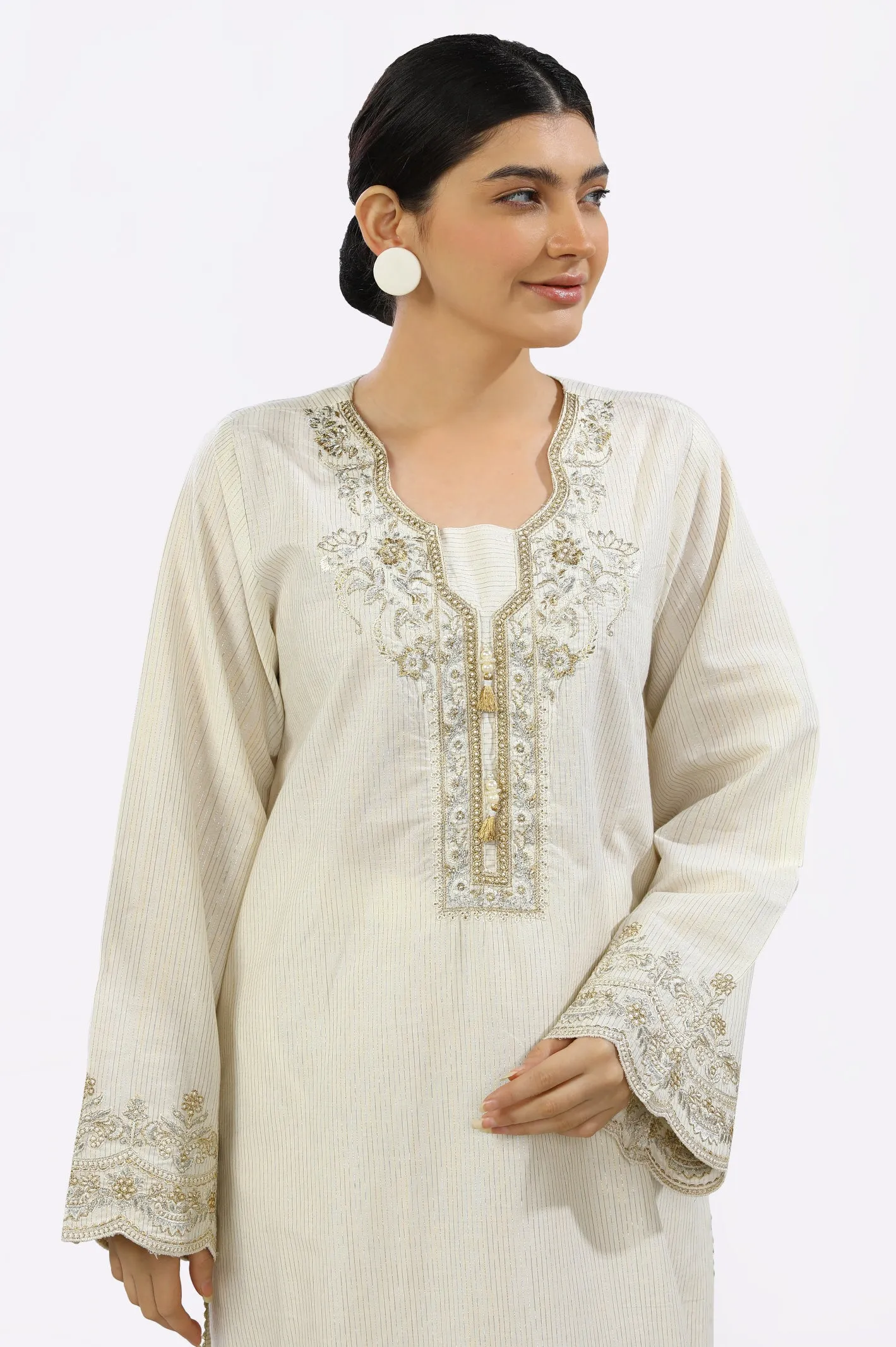 2PC Embroidered Ivory