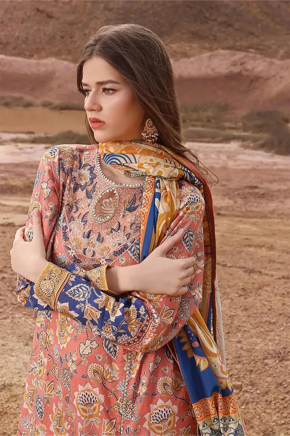 3PC Embroidered Unstitched Lawn Suit KL-2430