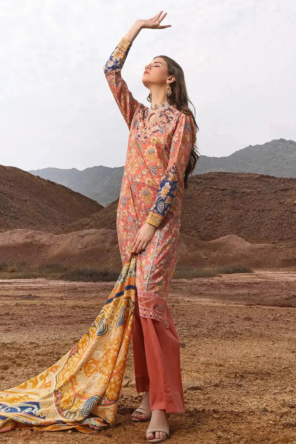 3PC Embroidered Unstitched Lawn Suit KL-2430