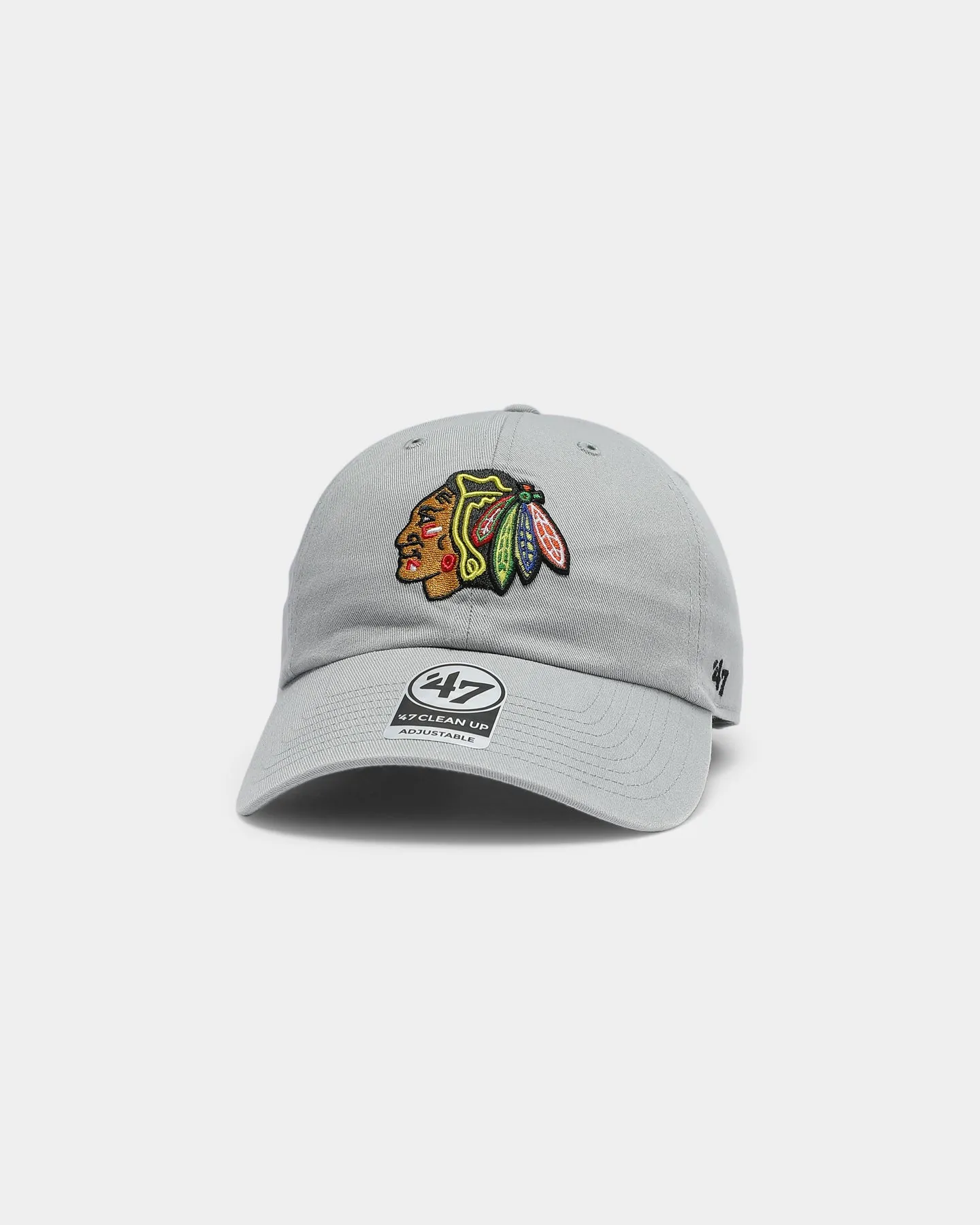 47 Brand Men's Chicago Blackhawks Clean Up Strapback Grey