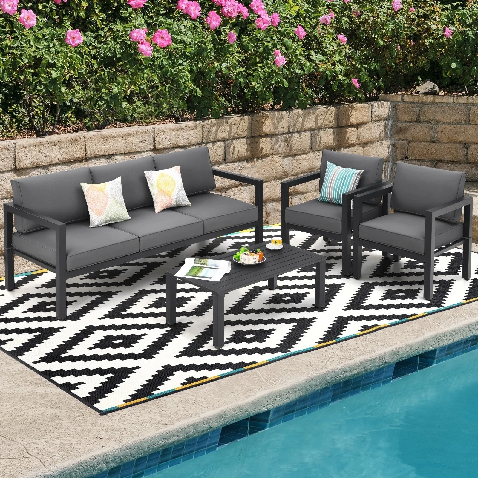 4pc Outdoor Furniture Set - Gray