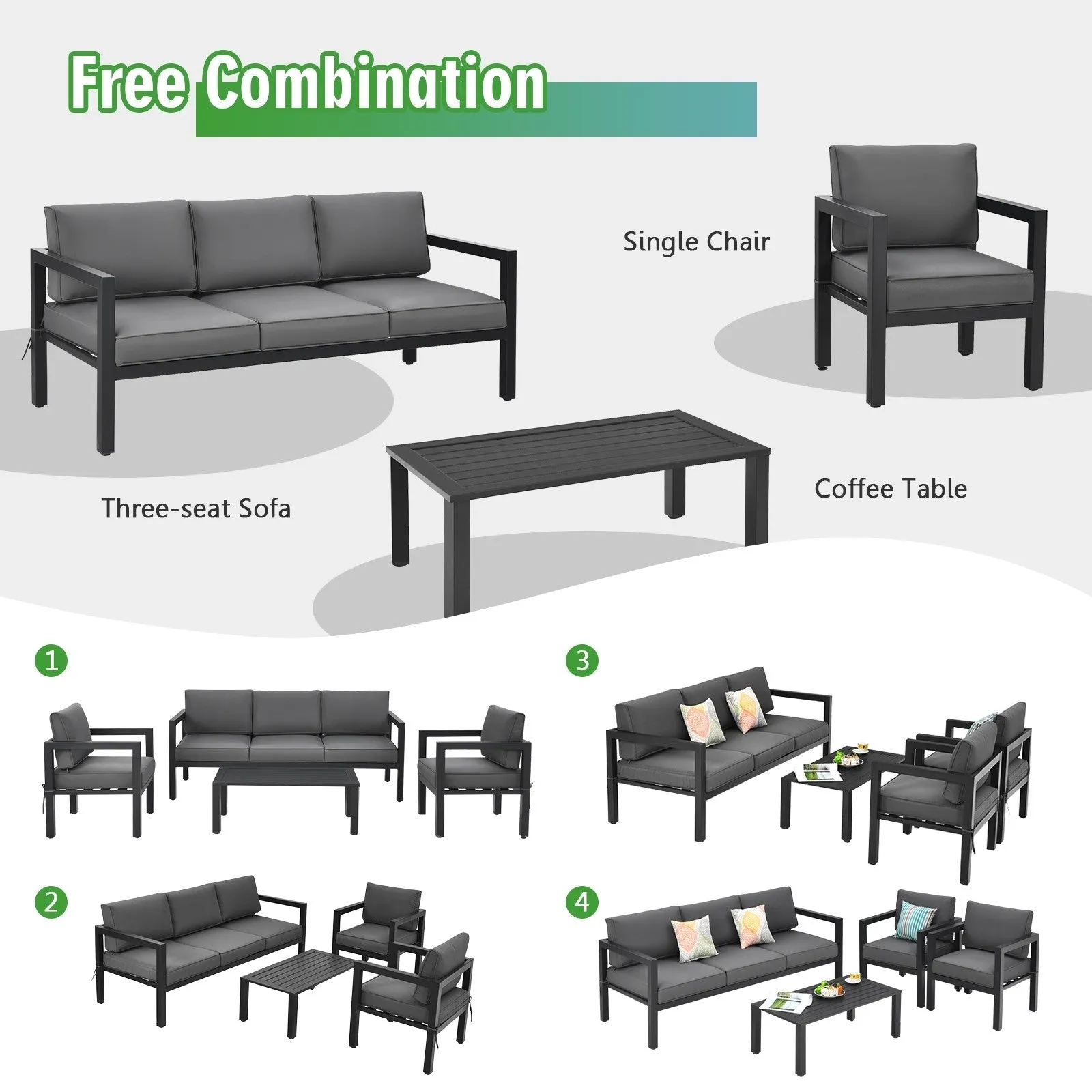 4pc Outdoor Furniture Set - Gray