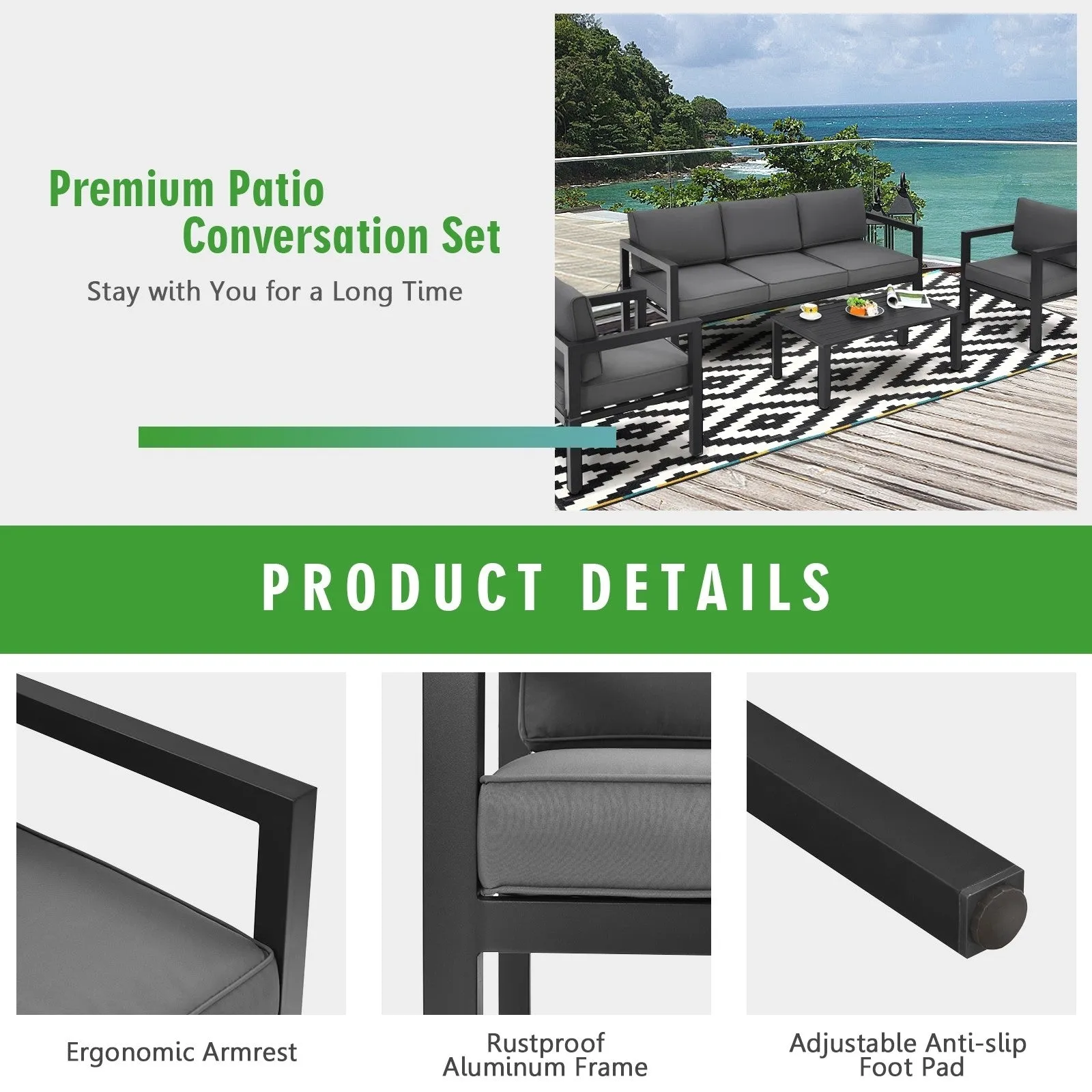 4pc Outdoor Furniture Set - Gray