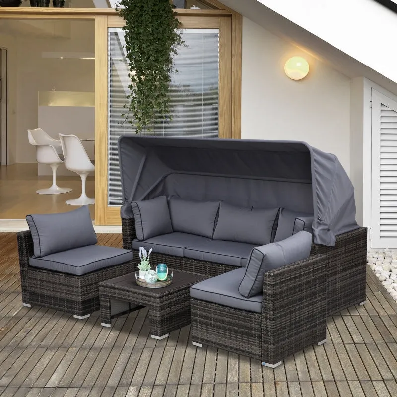 4pc Outdoor Rattan Wicker Sofa Set - Gray