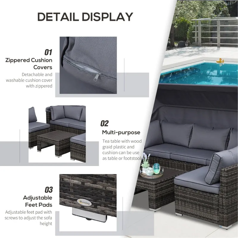 4pc Outdoor Rattan Wicker Sofa Set - Gray