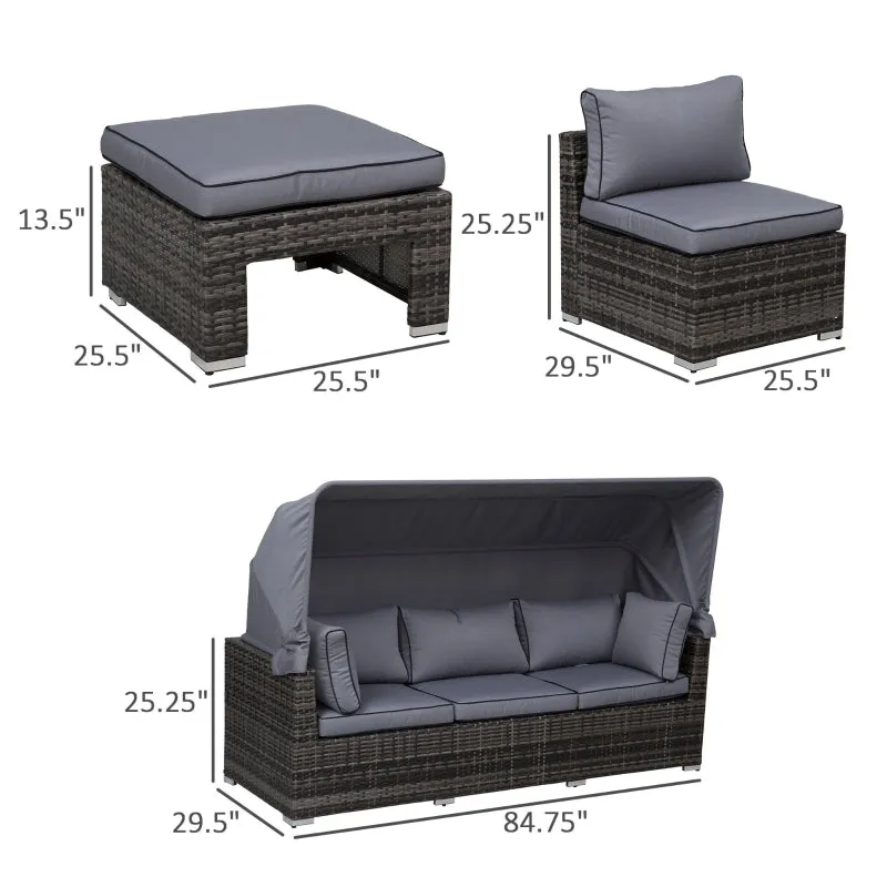 4pc Outdoor Rattan Wicker Sofa Set - Gray