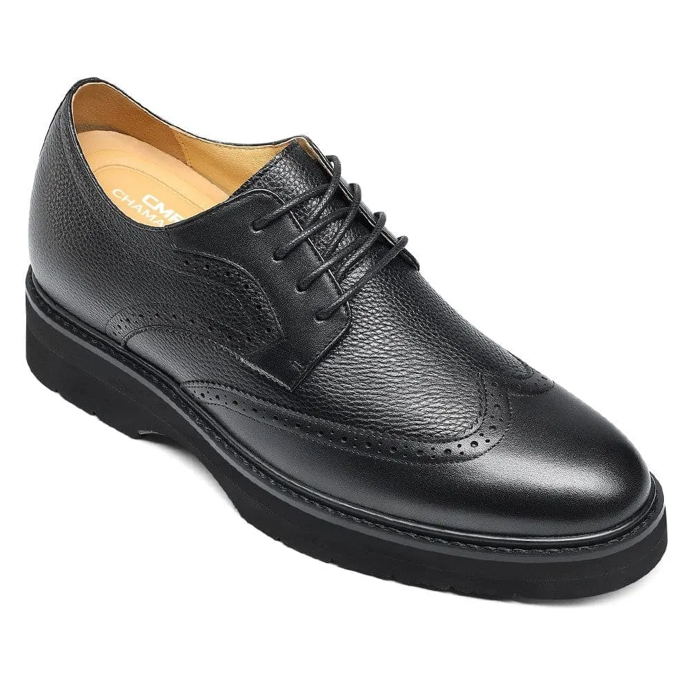 8 CM / 3.15 Inches CMR CHAMARIPA Elevator Shoes - Elevate Your Height and Style with Tall Men's Shoes - Black Brogue Derby Shoes