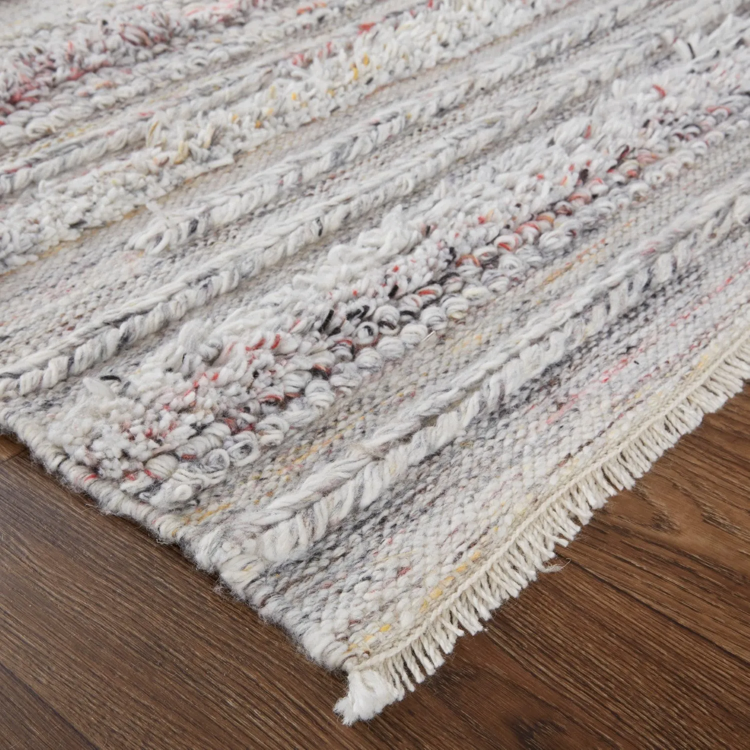 Akton Handwoven Stripes Gray/Red/Yellow Rug