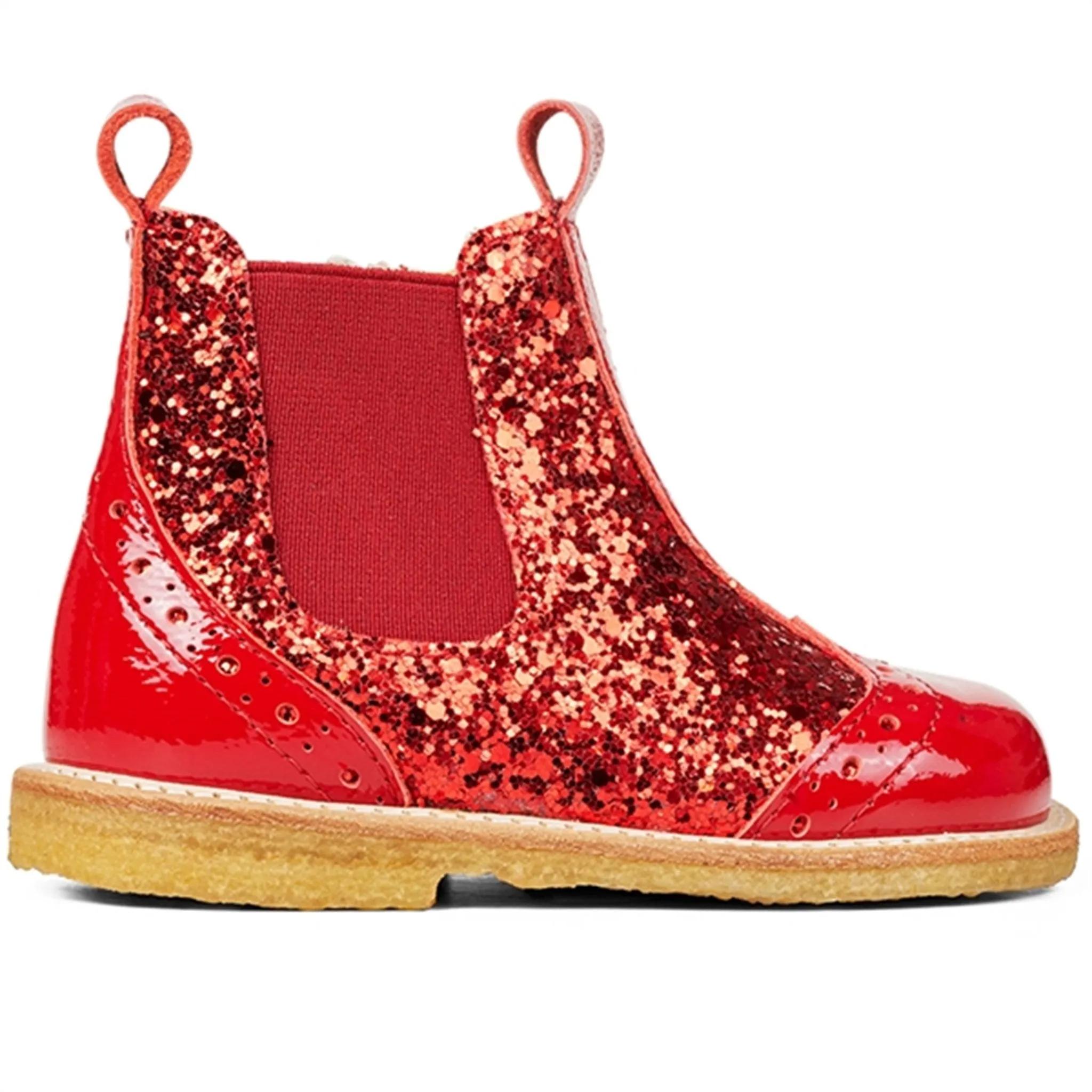 Angulus Begynder Chelseastøvlet I Glitter Med Lynlås Red/Red/Red Elastic