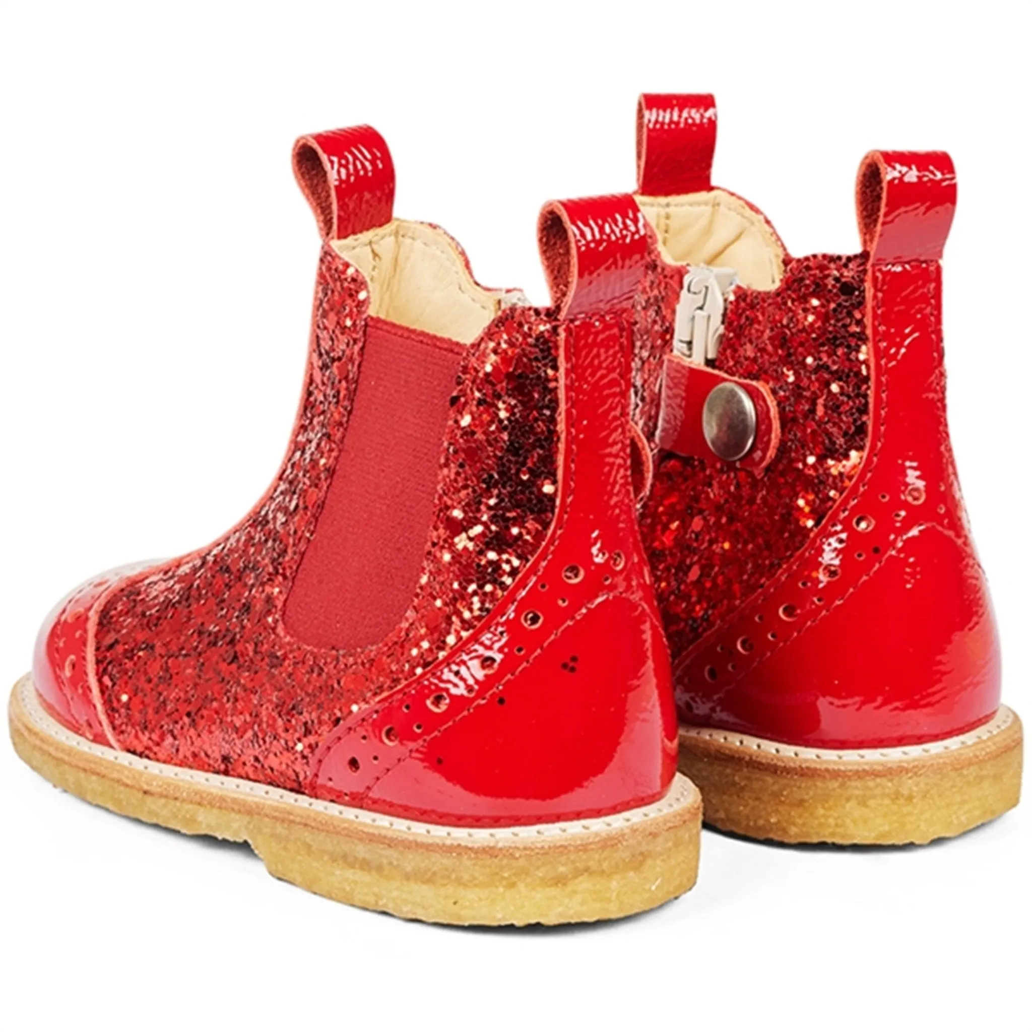 Angulus Begynder Chelseastøvlet I Glitter Med Lynlås Red/Red/Red Elastic