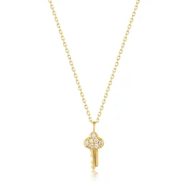 Ania Haie 14kt Gold Natural Diamond Key Necklace