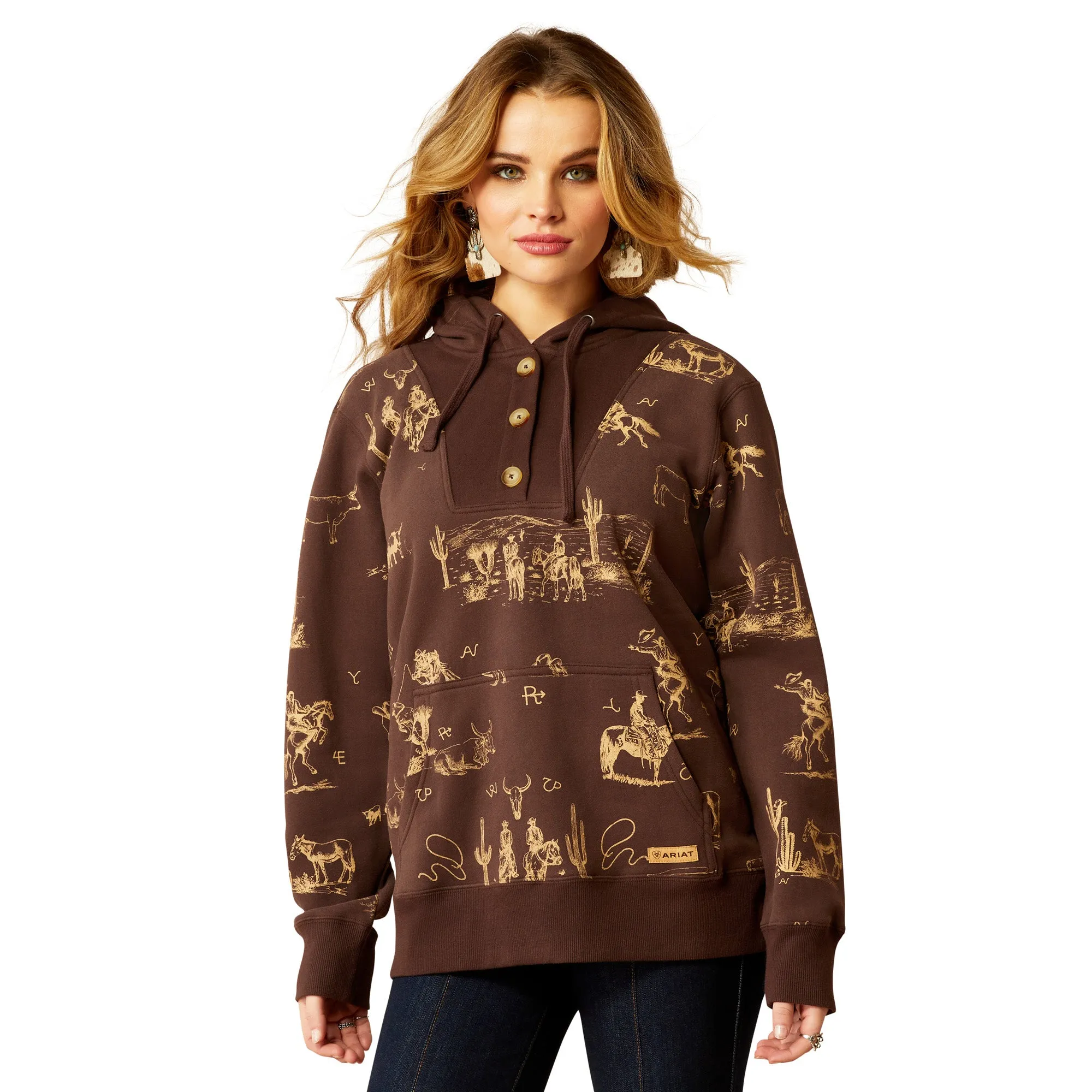 Ariat Ladies Brown Ranchin' Printed Hoodie 10052413