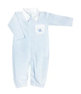 Baby Boy's "Airplanes" Striped Pima Cotton  Converter Gown