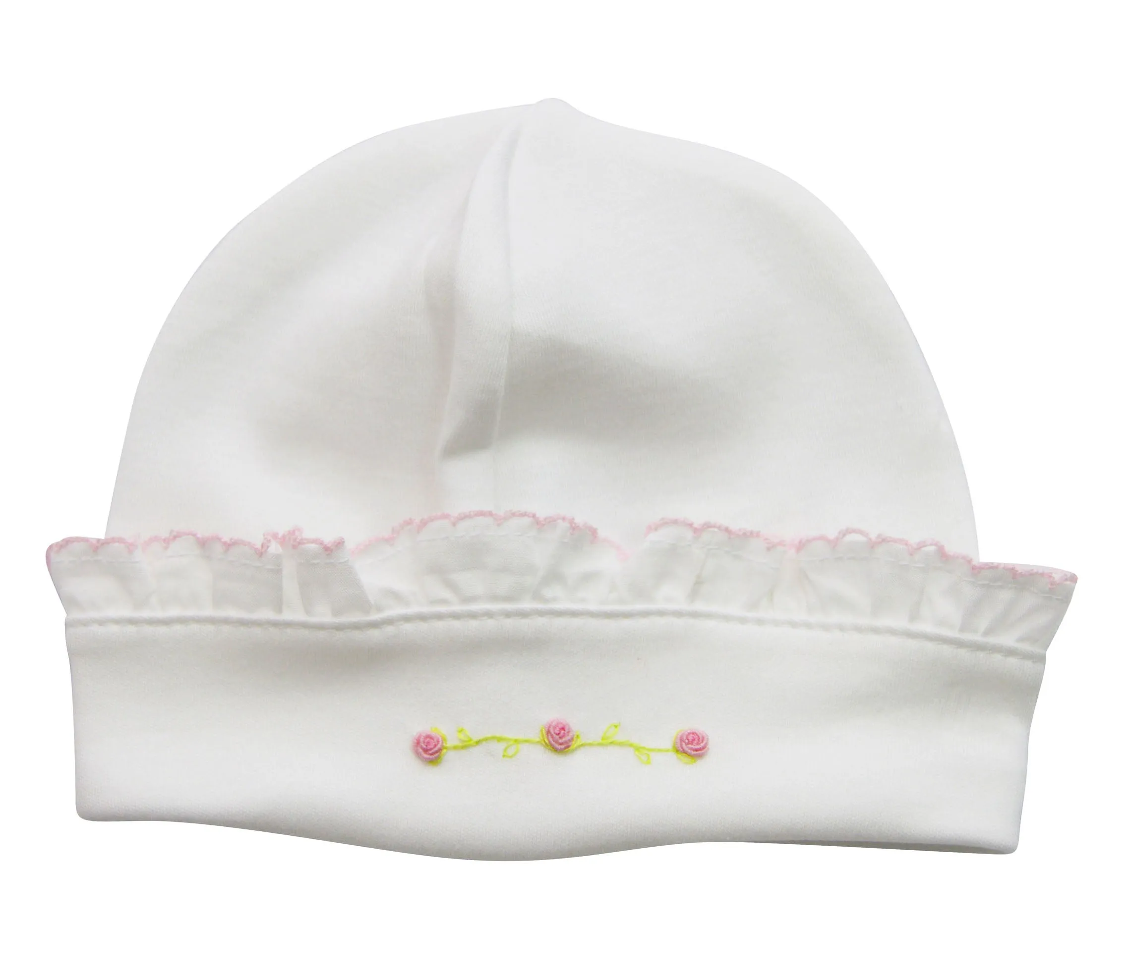 Baby Girl's White Pink Flowers Hat