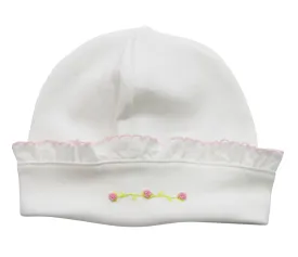 Baby Girl's White Pink Flowers Hat