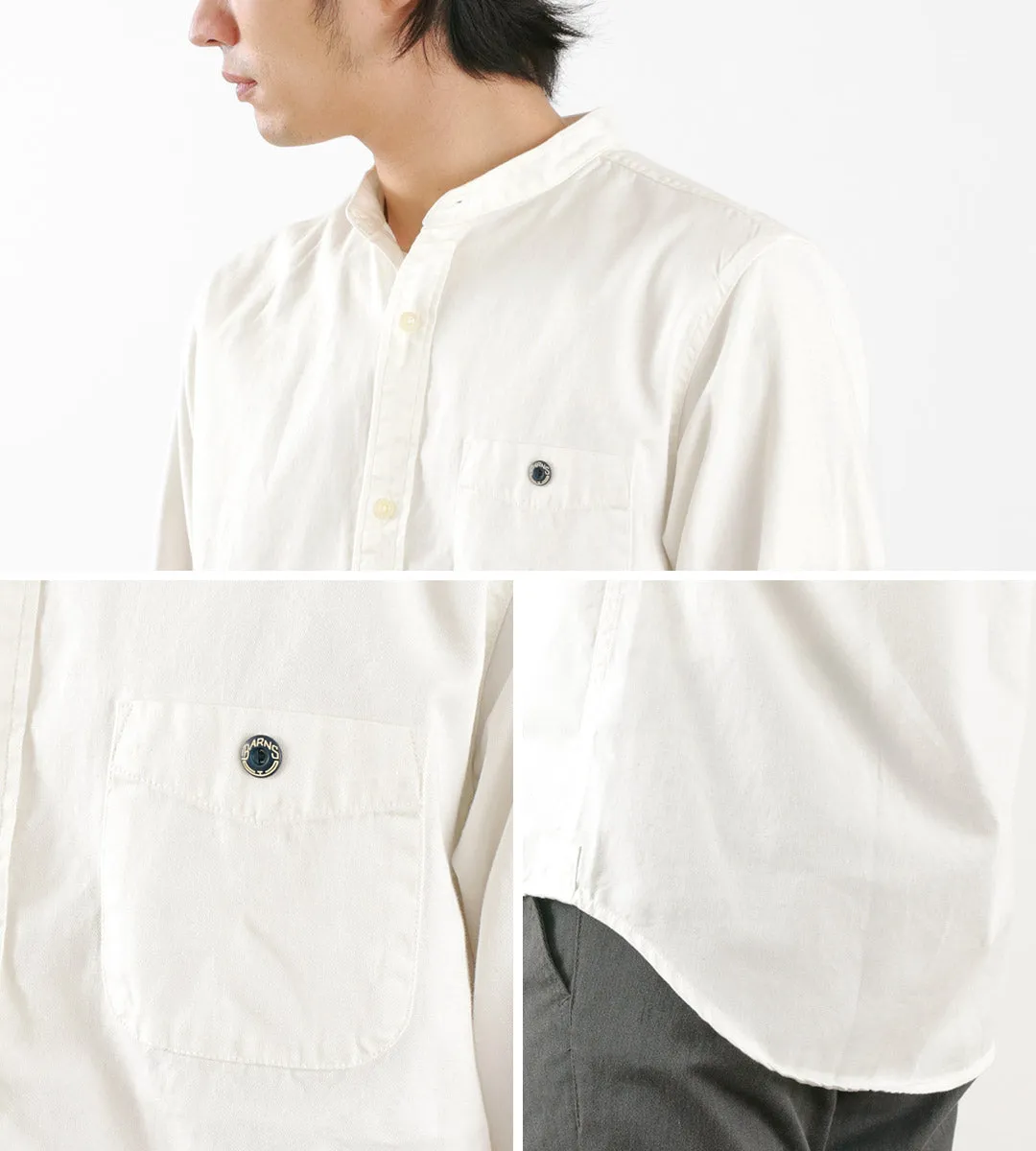 BARNS / Ox Band Collar Shirt