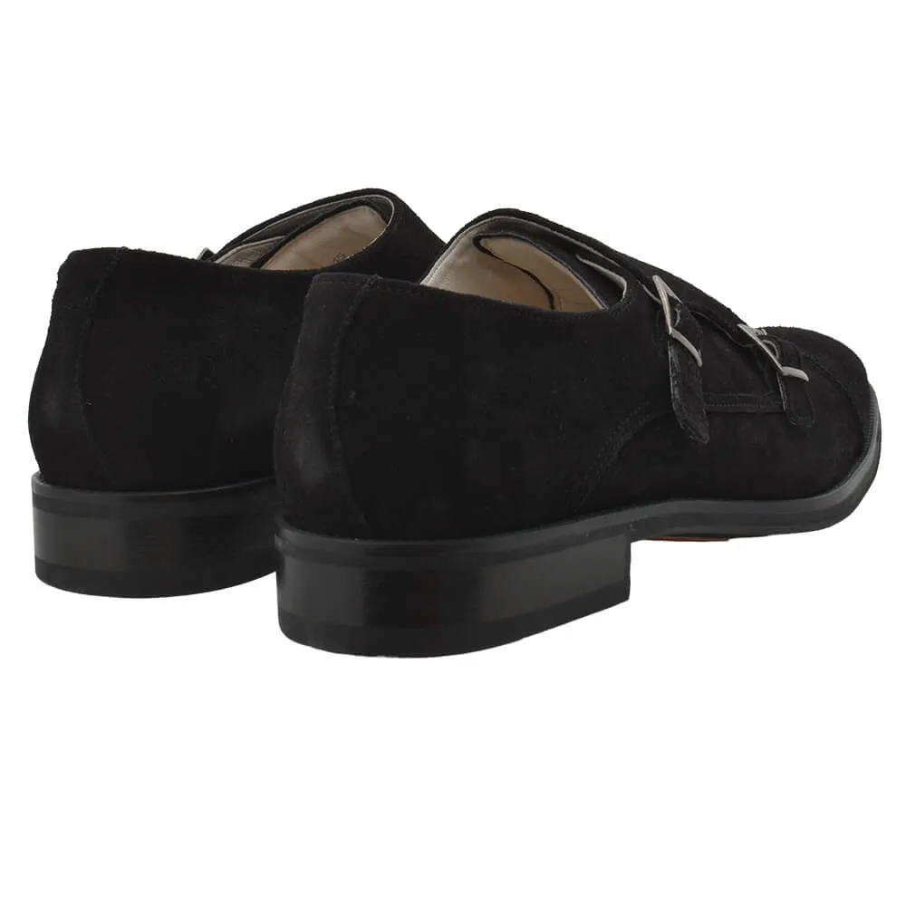 Black Suede Double Monk Shoes