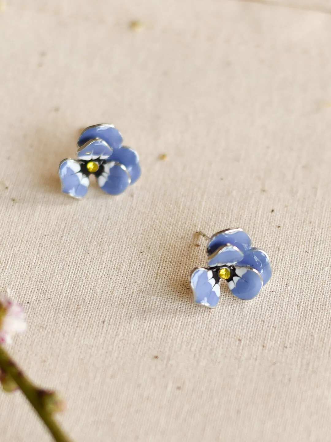 Blooming Flower Simple Blue Earrings