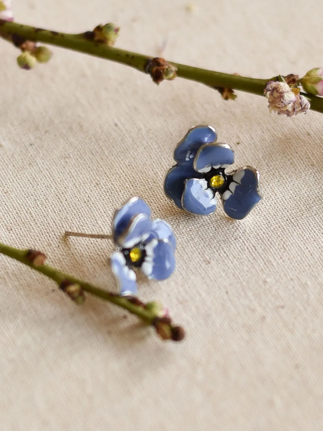 Blooming Flower Simple Blue Earrings