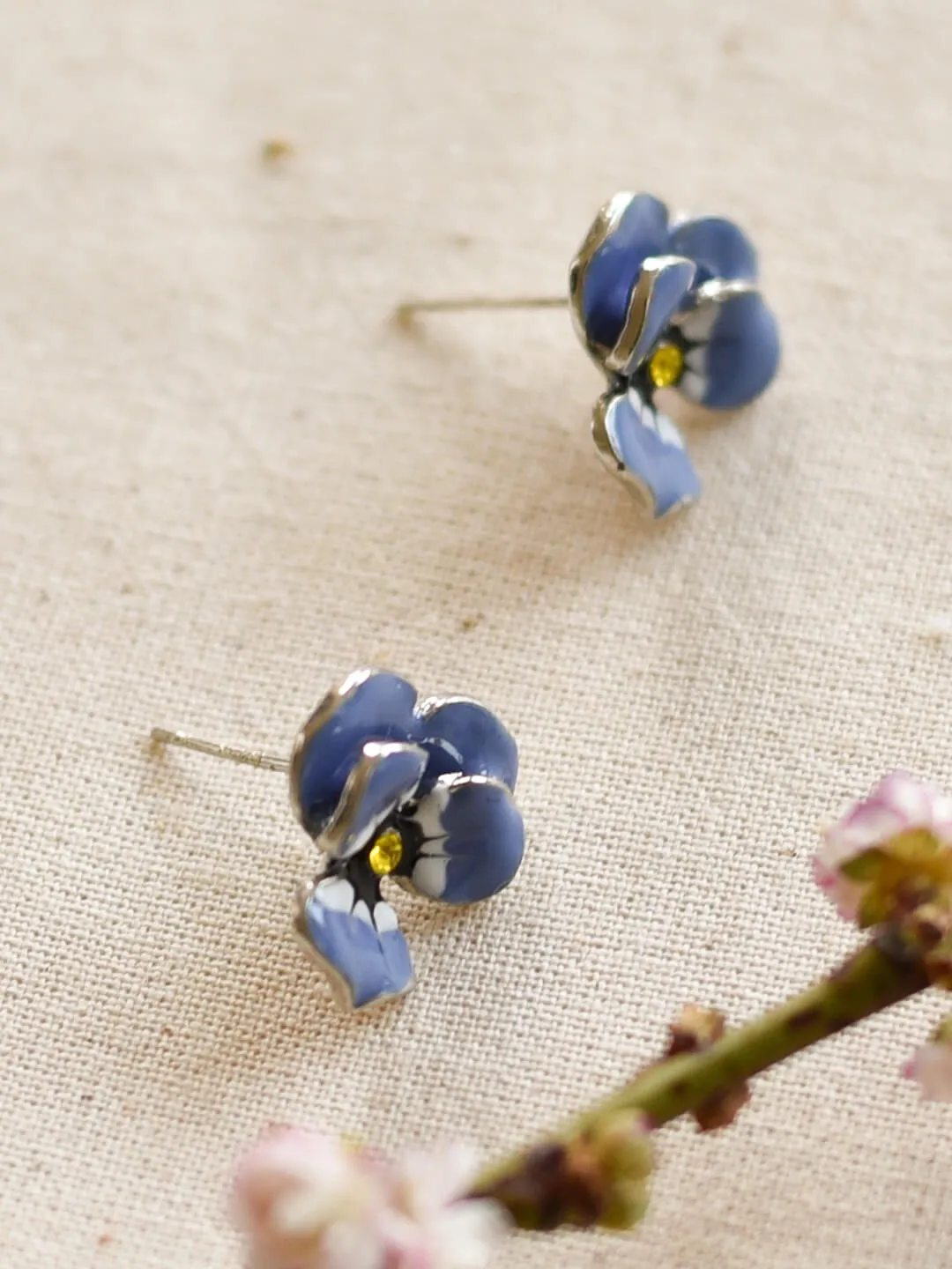 Blooming Flower Simple Blue Earrings