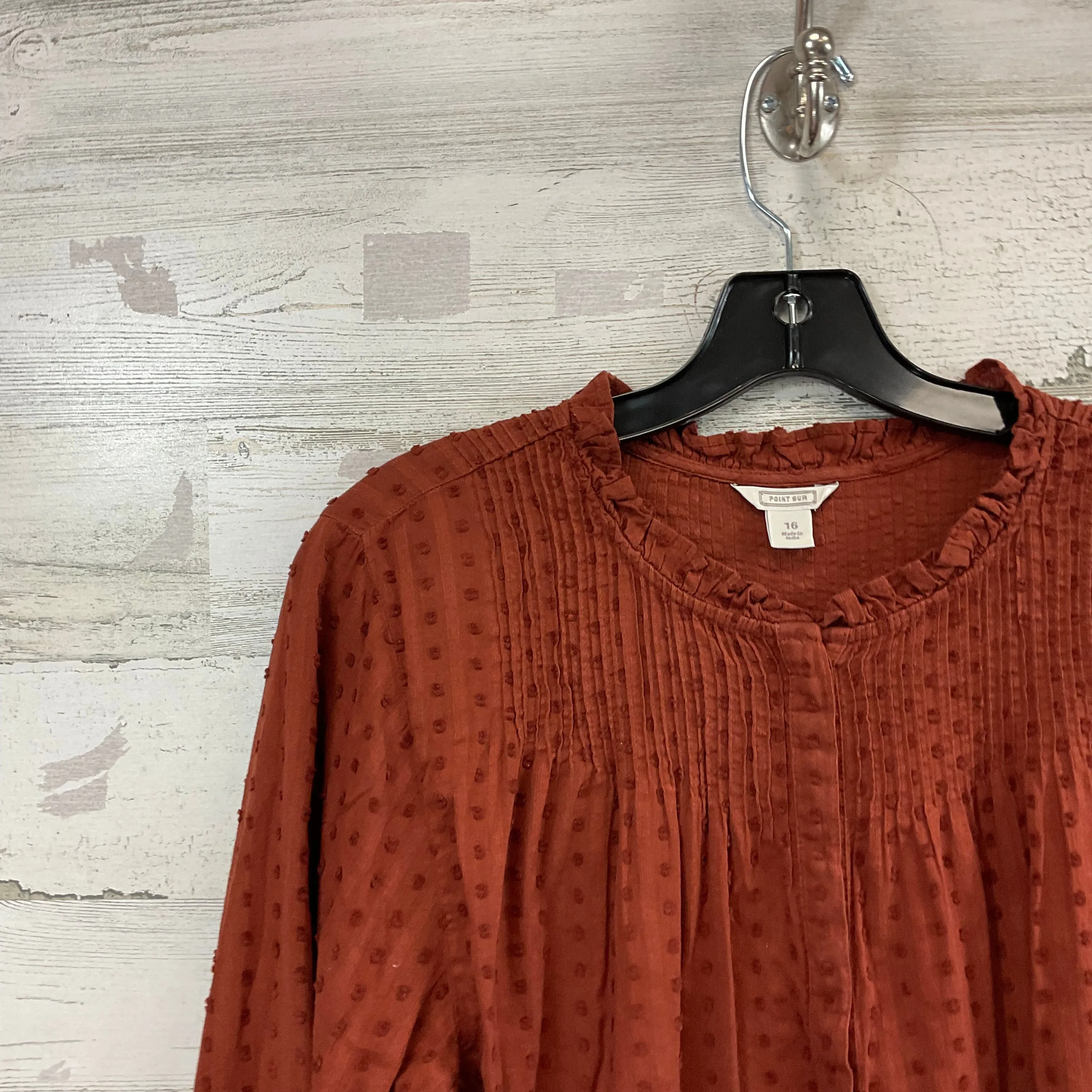 Blouse Long Sleeve By J. Crew In Brown, Size: Xl