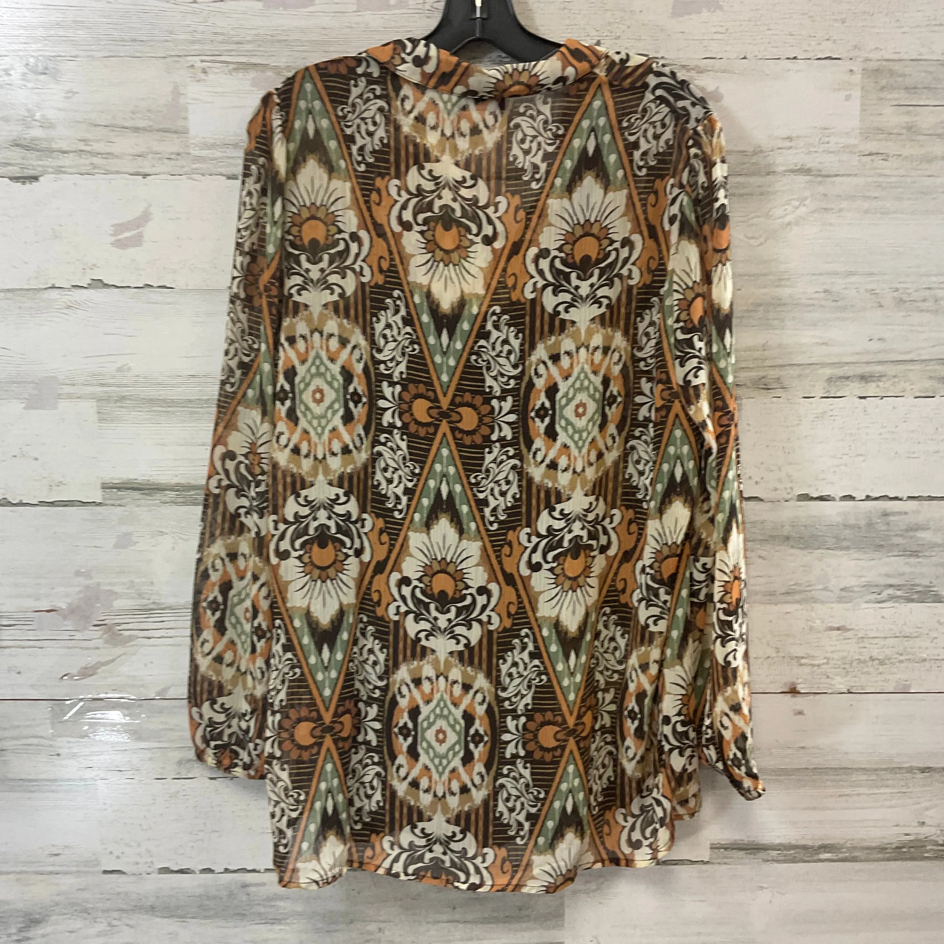 Blouse Long Sleeve By Yest In Brown, Size: M