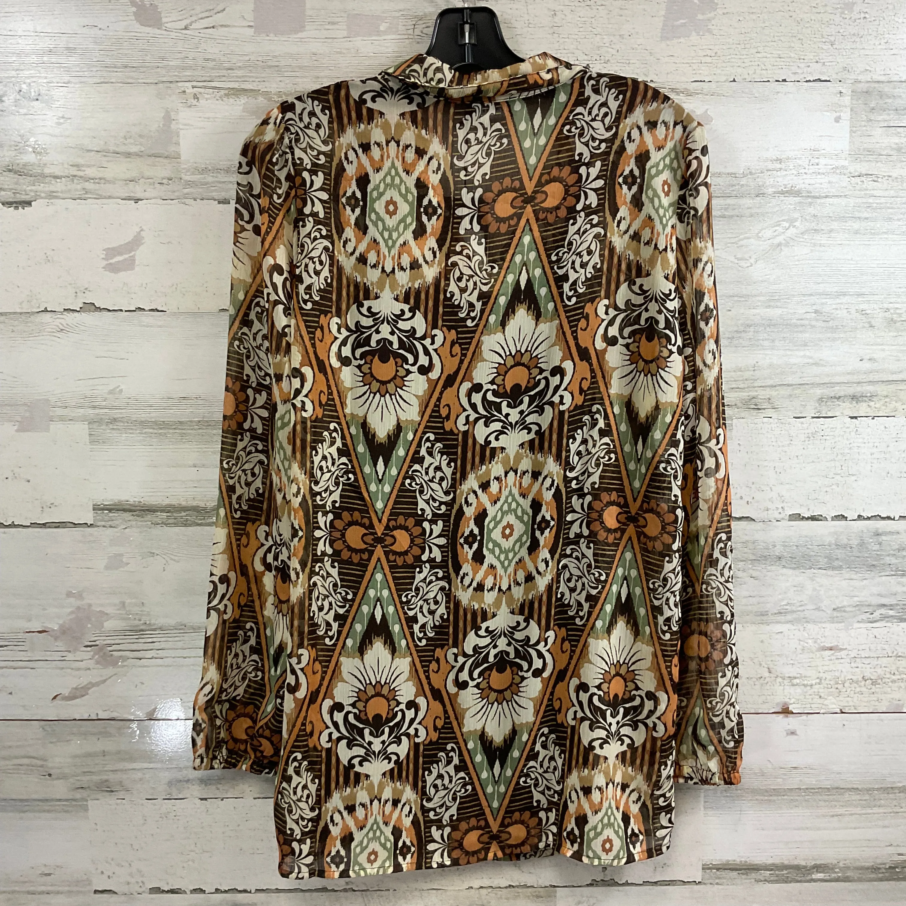 Blouse Long Sleeve By Yest In Brown, Size: Xs