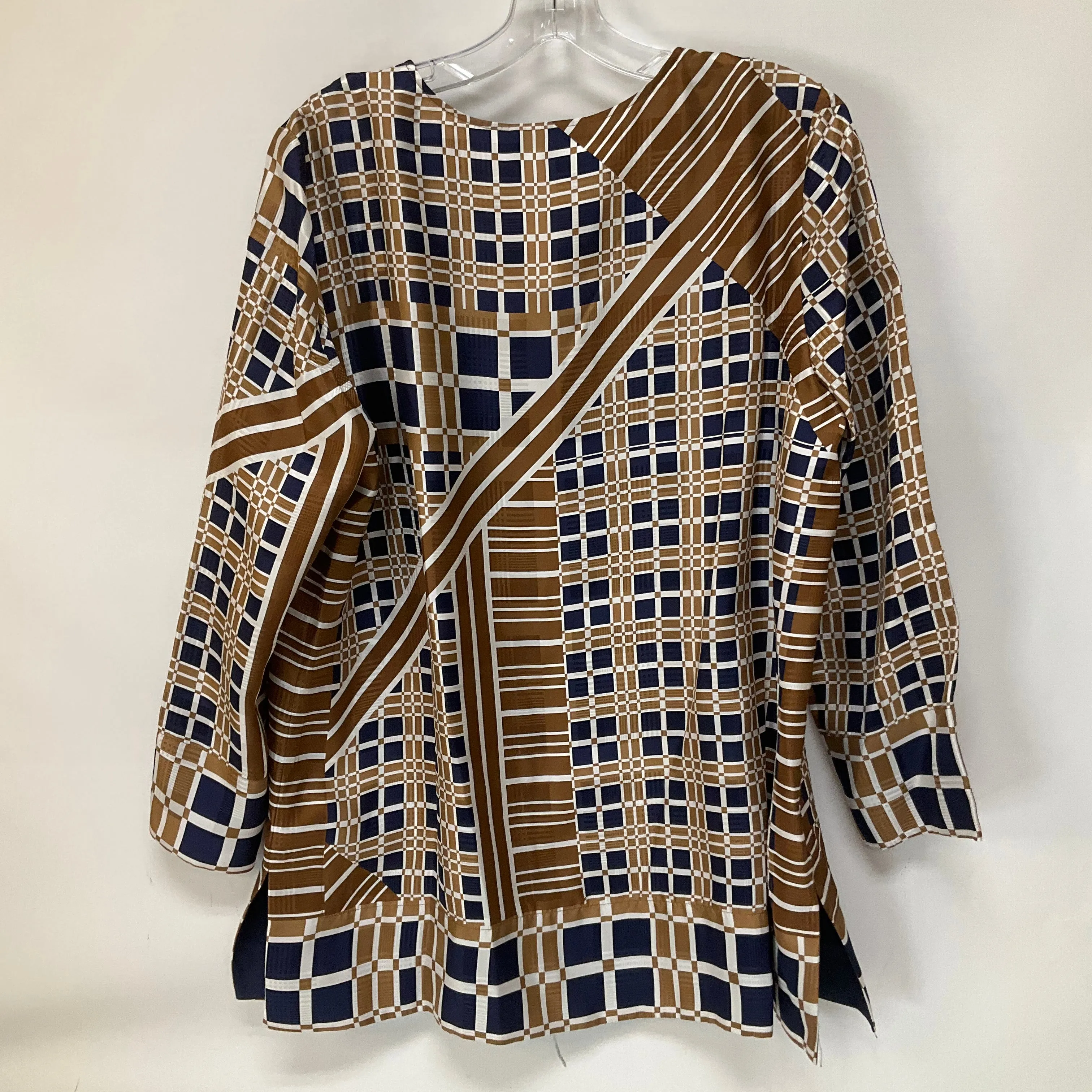 Blue & Brown Top Long Sleeve Lafayette 148, Size L