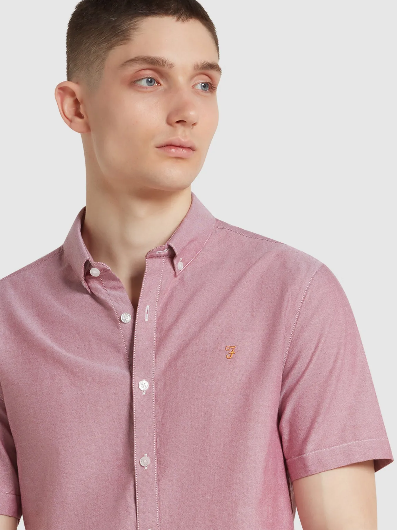 Brewer Short Sleeve Oxford Shirt In Clay Red