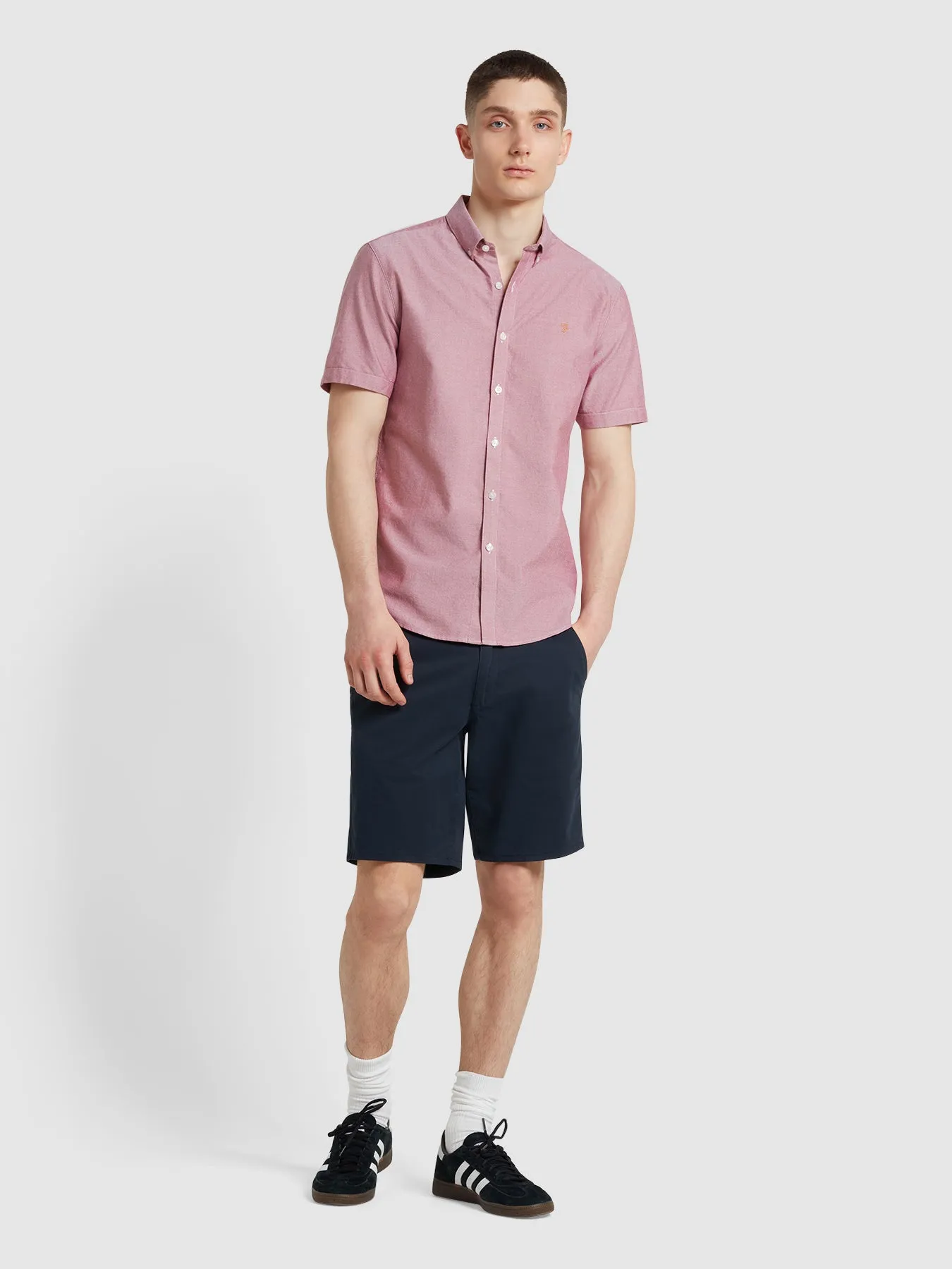 Brewer Short Sleeve Oxford Shirt In Clay Red