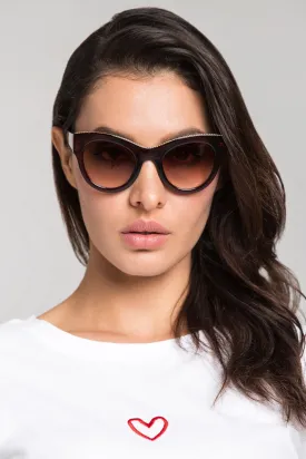 Brown Glossy Frame Cat Eye Sunglasses