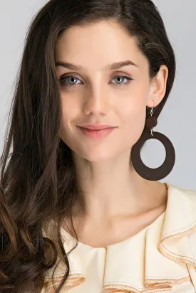 Brown O Cut out  Drop Earrings