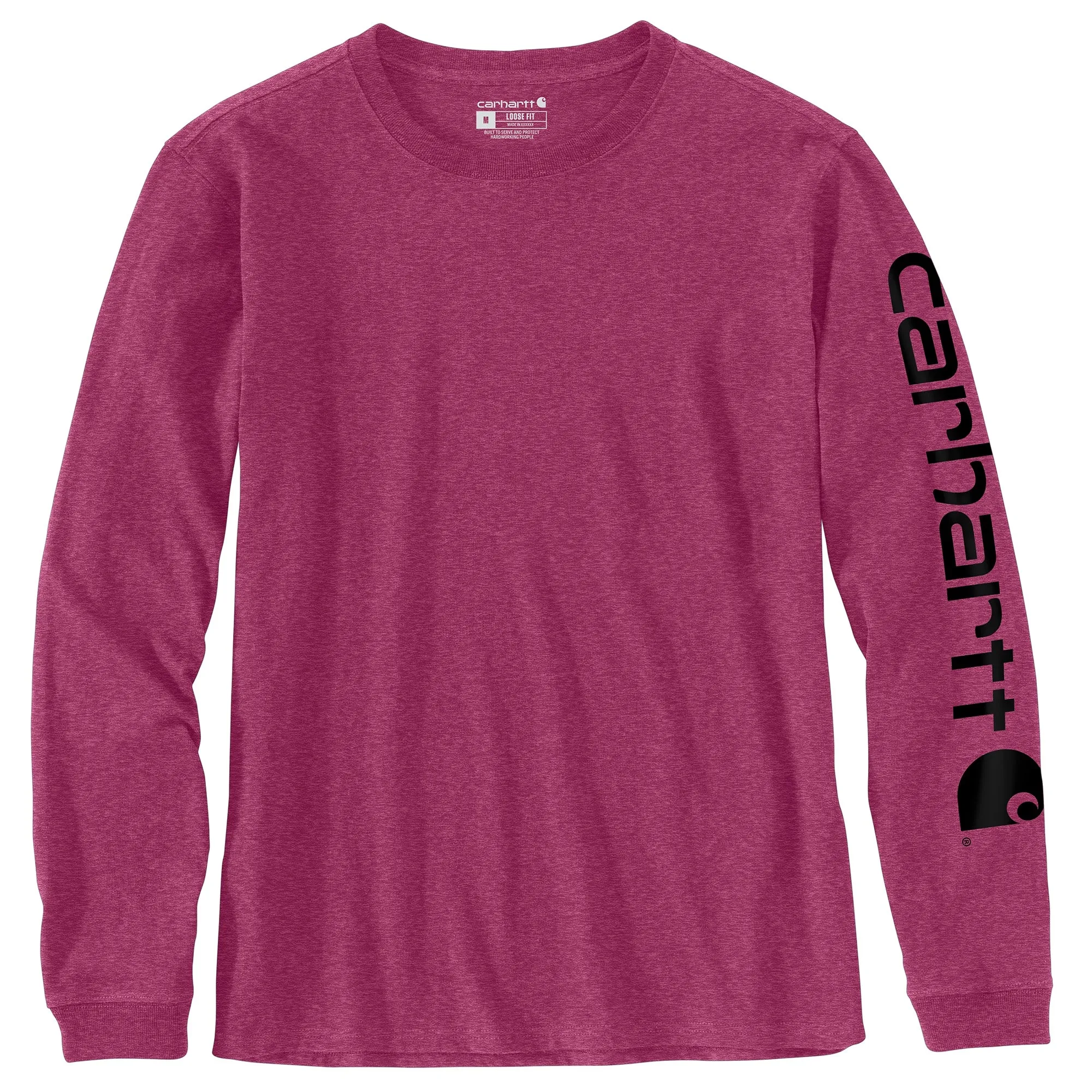 Carhartt Women's Heavyweight Long Sleeve Logo T-Shirt_Beet Red Heather