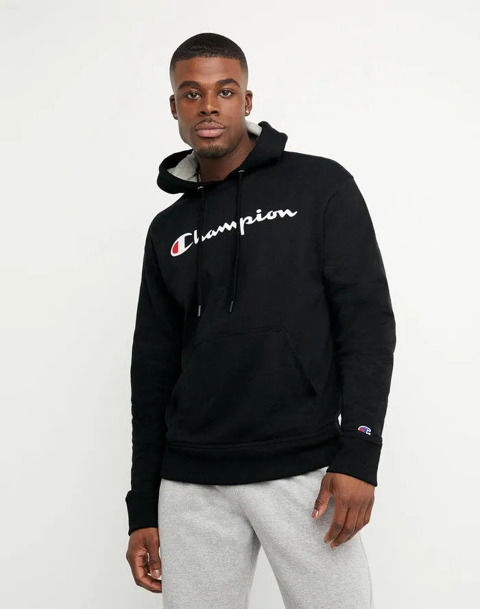 Champion Powerblend Fleece Hoodie Script Logo Black GF89H Y06794 BKC